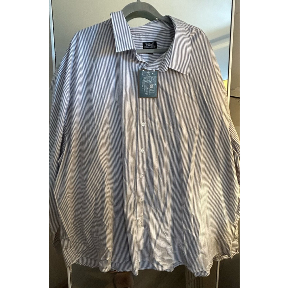 NEW 100% Cotton Mens Pin Striped Button Down Shirt 4X $54